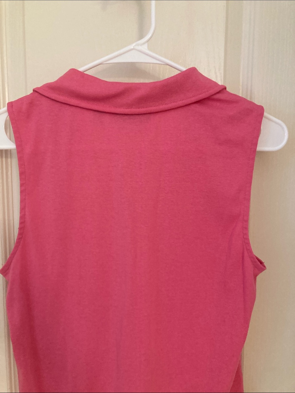 Sleeveless Zip Polo Tank in Bright Pink - Picture 7 of 8